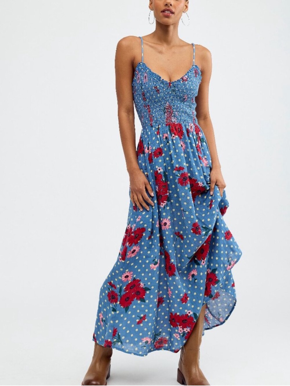 FREE PEOPLE Sweet Nothings Midi / Harbor Blue Combo XS NWT